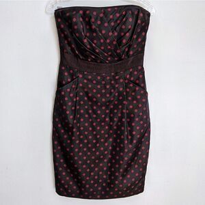 White House Black Market Strapless Dress - Black with Pink Dots